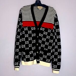 Gucci 3k Runway Limited Edition Gucci Logo Cardigan Sweater men’s small navy red